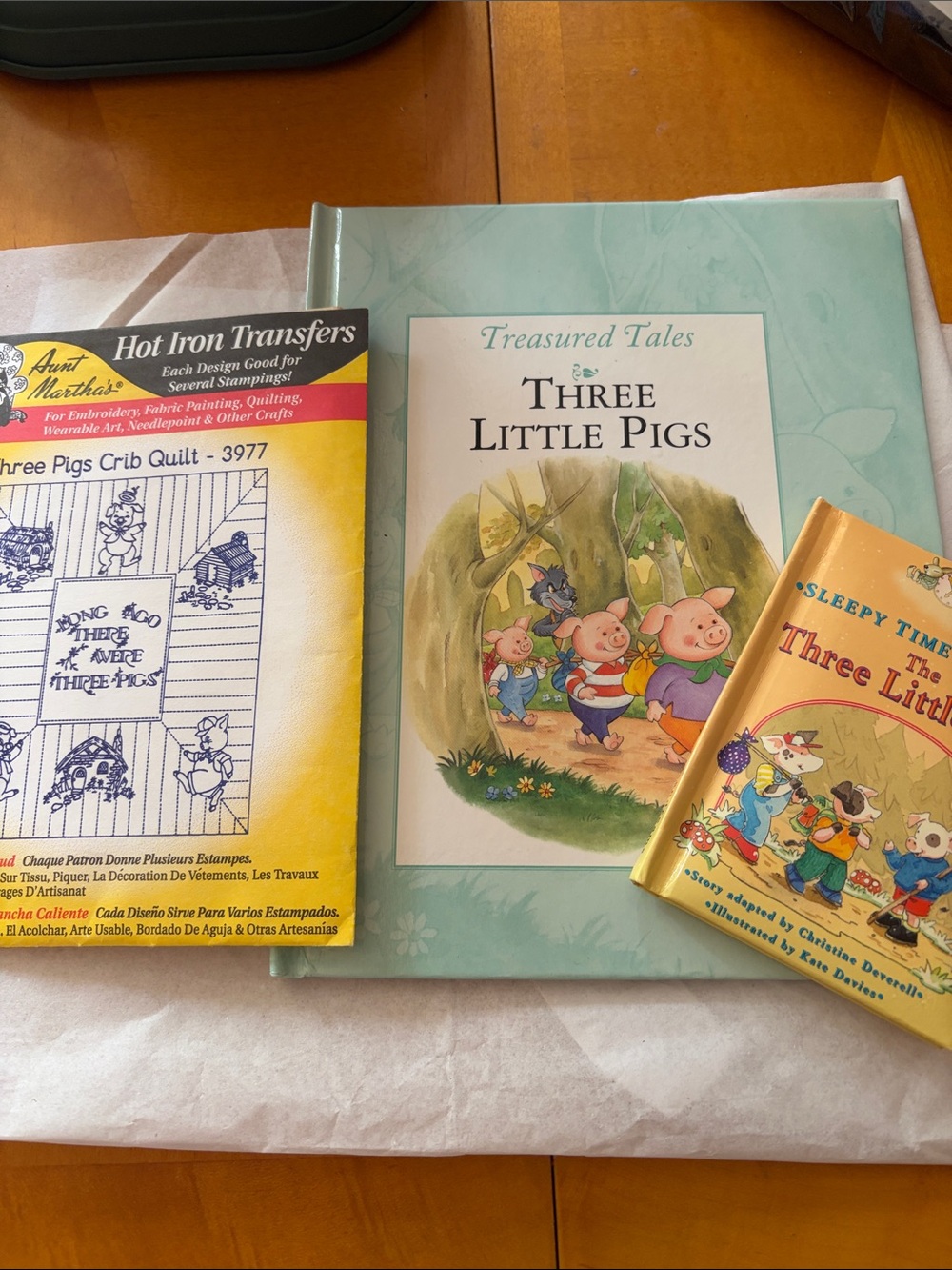 Three Little Pigs Children's Story Art Print - Pastel Green Cover